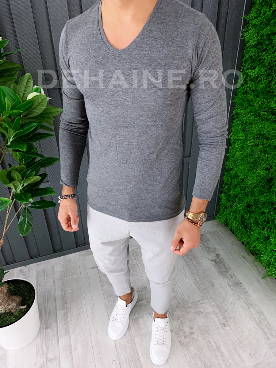 Bluza barbati slim fit gri zr a6746 p2-2
